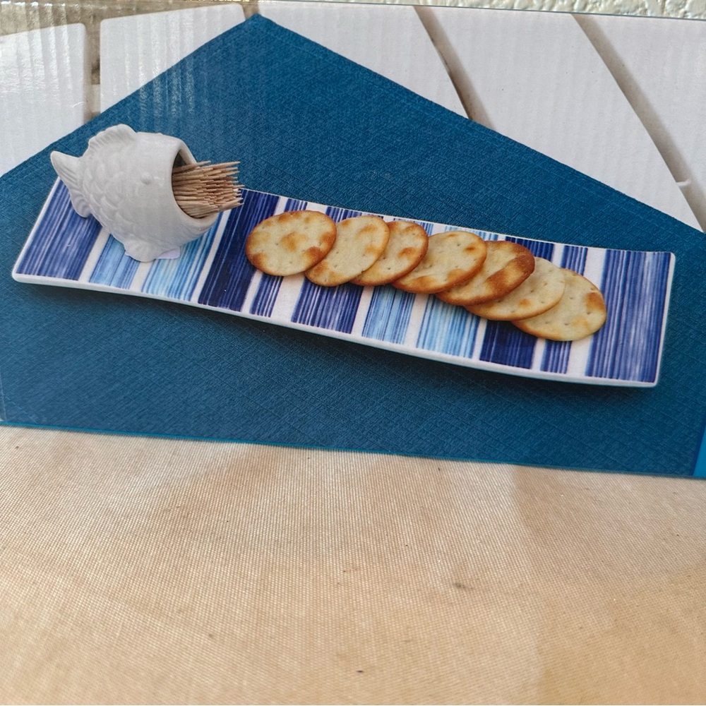 Deli Ceramic Fish Toothpick Holder and Cracker Tray